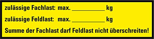 LEMAX® Hinweisschild Zulässige Fach- und Feldlast..., Folie, selbstklebend, 200x35mm