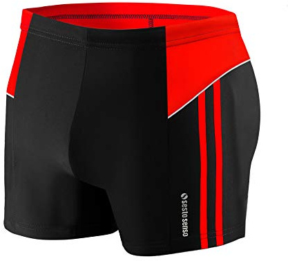 sesto senso Maillot de Bain Homme Boxer Trunks Shorts Pantalon Slips Natation de Sport BD 384 4XL Noir