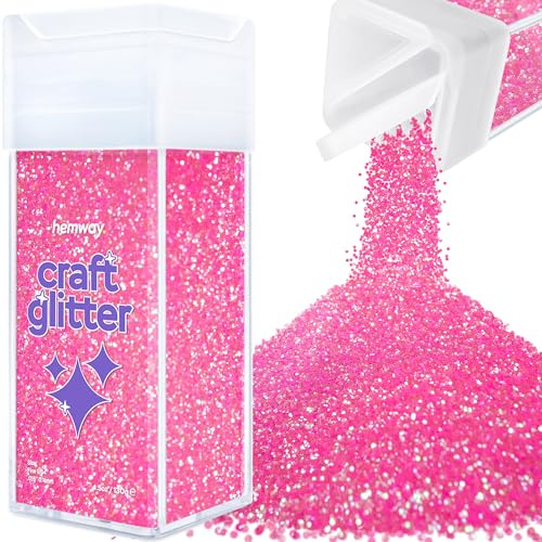 Hemway Craft Glitter Shaker Baby Pink Iridescent 130g Fine | for Resin & Epoxy Crafts, Christmas Art Supplies, Nail, Body, Face, Eye, Festival, Crafting, Slime, Sparkle