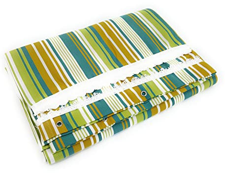 Viglietti Rideau de soleil à rayures pour balcon, véranda ou terrasse avec anneaux et crochets Tissu résistant pour extérieur Dimensions 140 x 300 cm (Vert moutarde Rayures col.275)