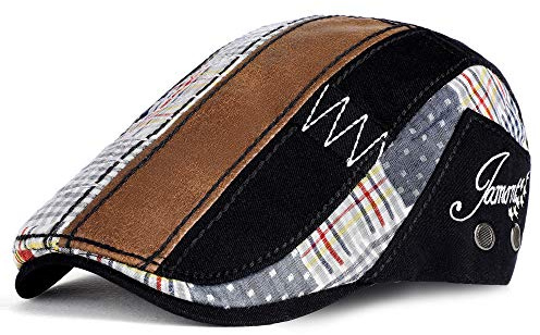 PORSYOND Béret pour Homme Été Chapeau de Coulisse Respirant Casquette Newsboy Flat Cap Casquette Multicolore Homme Accessoire de Vie Quotidienne (Noir)