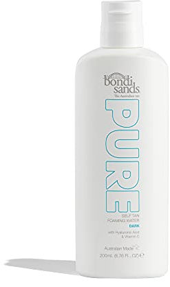 Bondi Sands Pure Tanning Foaming Water Dark, dunkles selbstbräunendes schäumendes Wasser mit Hyaluronsäure und Vitaminen C + E, vegan und tierversuchsfrei | 200 ml