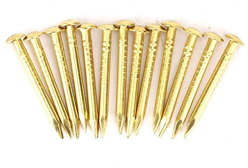 Clavo de Latón, 100 Piezas Clavos Dorados de Cabeza Redonda Clavos de Pared de Latón 10 Mm / 15 Mm / 18 Mm / 22 Mm para Madera, para Espejo de Marco de Imagen Colgante(Length 18mm)