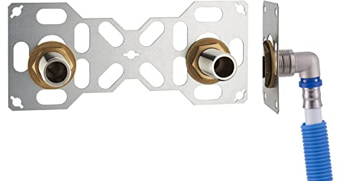 FIXSYSTEM Kit platine de sortie cloison pour tube Multicouche à Sertir Ø20 - sorties entraxe 150 millimètres mâle 20x27 (3/4) pour robinet Douche/Baignoire - Installation visitable