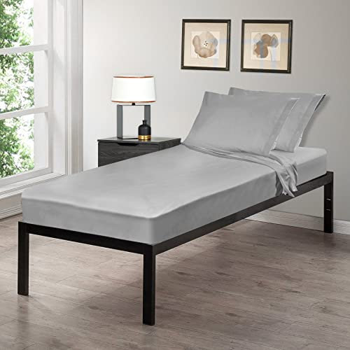 Gilbins Spannbettlaken, 76,2 x 190,5 cm, aus Baumwolle, perfekt für Camping-Etagenbetten, Wohnmobile, Gästebetten (Grau, 4-teiliges Spannbetttuch, 2 Kissenbezüge)