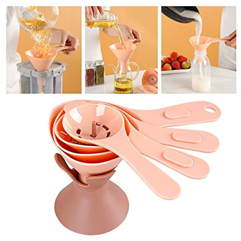 WUBAYI 4-Piece Kitchen Funne, Set - Food-Grade Jam & Oil Funnel with Long Handle & Removable Strainer, Multi-Use for Liquids, Jams, Powders & Dry Ingredients