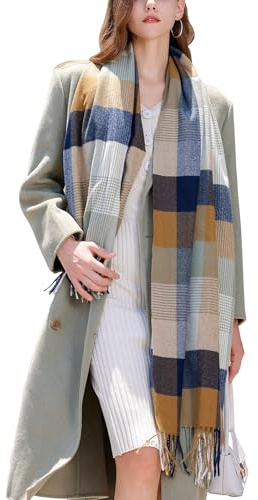 Longwu Donna Morbida sciarpa in lana di cashmere Grande scalda Pashminas e avvolgente coperta con stola calda