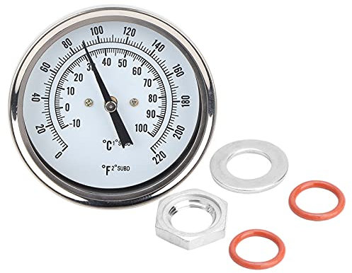 Jerliflyer Thermomètre De Brassage, Thermomètre De Brassage Sans Soudure, Kit De Thermomètre Bimétallique 1/2 MNPT 0~220 F Pour Thermomètre à Bière Et à Vin