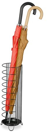 Relaxdays Regenschirmständer, H x D: 44 x 16 cm, Metall, runder Schirmständer für Regenschirme, modernes Design, schwarz