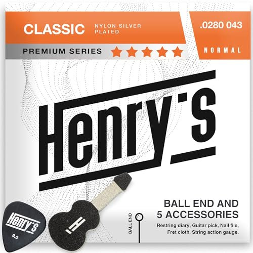 Classical Nylon Guitar Strings with Ball End - Fast&Easy Restring - Special Non-Slip Pick & 5 Accessories Inside - Silver Nylon Guitar Strings Classical Guitar