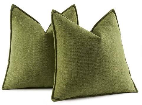 MIULEE 2er Kissenbezug 45x45 Matcha Grün Chenille Kissenbezüge Kissenhülle Sofakissen dekokissen zierkissen Elegantes Design für Couch Sofa Wohnzimmer