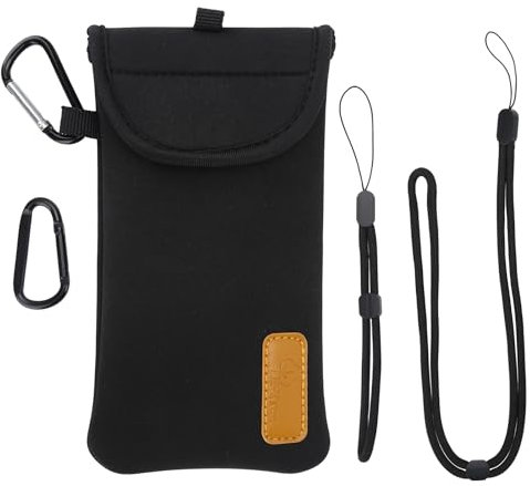 DOB SECHS Handyhülle Tasche Universal Pouch Handysocke, Neopren Handytasche für Smartphones 6,9 Zoll, Handy Tasche 16,5 x 8,5 cm Innenmaße, Schwarz