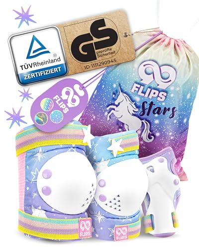 99FLIPS Protecciones Patines Niña - Rodilleras Niña - Rodilleras y Coderas Niño, Protectores Niño - Talla S/M - ARCO IRIS - Monopatín, Patines en Línea, BMX Niñas