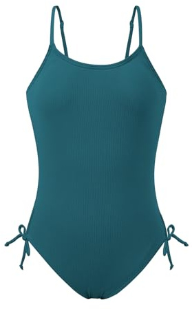 Girls One Piece Swimsuits with Spaghetti Strap Ribbed Swimming Bathing Suit Swimwear for Kids Girls 9 10 11 12 13 14 15 16 Years