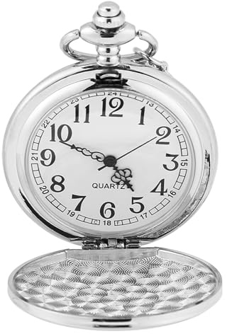 Haofy 1.8in Analogue Pocket Watch Necklace, Quartz Movement | Protective Lid Prevents Scratches, Lightweight 54-58g for Daily Wear, Vintage Steampunk Jewelry, Ideal for Halloween Costume