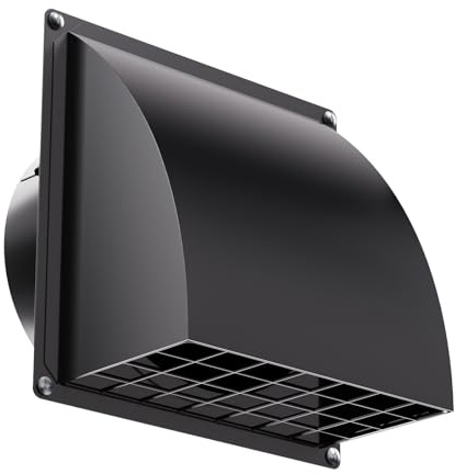HG Power Griglia Aerazione 150mm Nero – Valvola di Non Ritorno Magnetica & Rete Anti-insetti a Maglia larga Rimovibile, Griglia Metallica da Esterno per Asciugatrice, Cucina, Bagno, VMC, Ø15 cm
