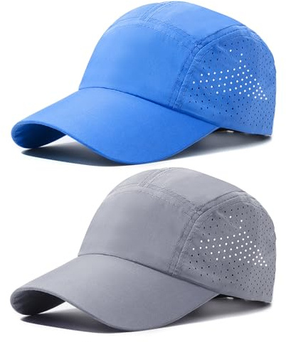 TAGVO 2 Confezioni Cappello da Baseball Ad Asciugatura Rapida, Cappello da Corsa Sportivo con Protezione dai Raggi UV di Rete Leggera Pieghevole e Traspirante, Cappelli da Sole Regolabili all'aperto
