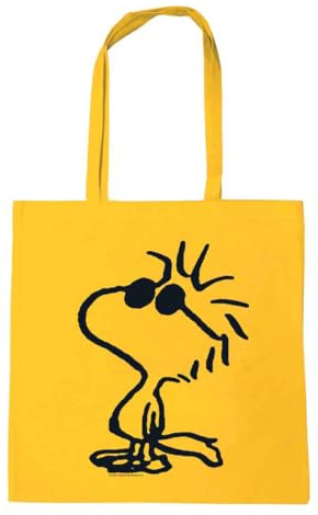 Logoshirt® Peanuts I Woodstock I solglasögon jag tryckt tygväska I shoppingväska I återanvändbar I med långa handtag I gul I licensierad design, gUL