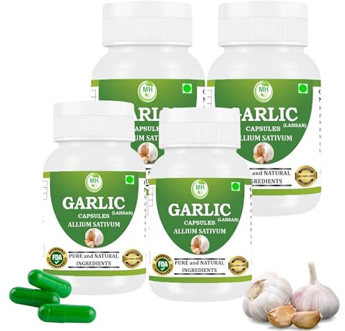 Morsan Healthcare Odorless Garlic Capsules 500 mg | Allium sativum | 240 Vegan Capsules | Herbal Supplement | Vegan, Gluten-Free, GMO-Free | Natural Herbal Supplement | Pack of 4 Bottle