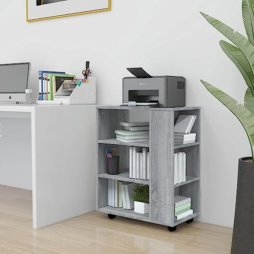 Plumbpyr Armoire à roulettes gris Sonoma 60 x 35 x 75 cm avec roulettes, espace de rangement et surface de rangement pour bureau, atelier, couloir, cave, ménage, organiseur, armoire, buffet