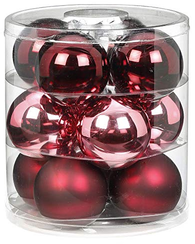 Magic Weihnachtskugeln Glas 8cm 12 STK. Christbaumkugeln (Berry Kiss (Beere Glanz/Matt))