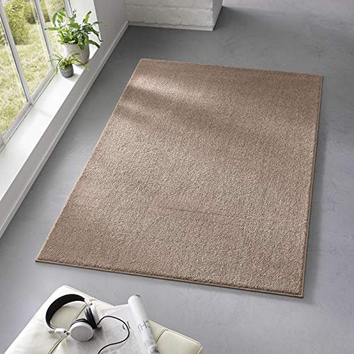 Taracarpet Teppich Kurzflor weicher Designer Uni Bodenbelag Madrid fürs Wohnzimmer, Kinderzimmer, Schlafzimmer und die Küche geeignet Taupe 140x200 cm
