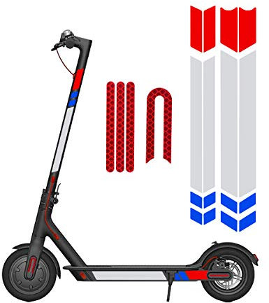 Surplex Adesivo Riflettente per Xiaomi Mijia M365 Scooter Elettrico, Adesivo Laterale Impermeabile Decalcomanie Fluorescenti Antipolvere Forte Viscosità Night Riding Decorative Styling Decals