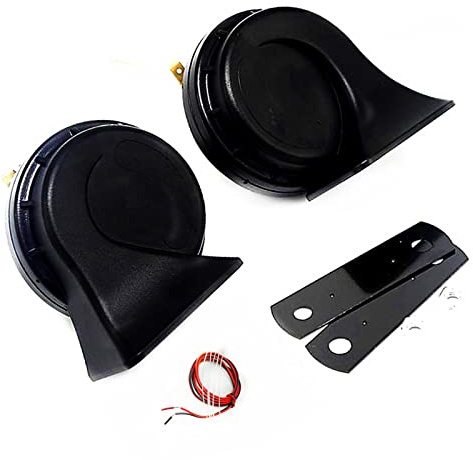 YIYIDA Corno per auto Car Horn 130DB Corno per camion Corno per aria Altoparlante a doppio tono Corno elettrico nero Corno ad alto e basso tono Trombe impermeabili per 12V Moto furgoni camion ecc