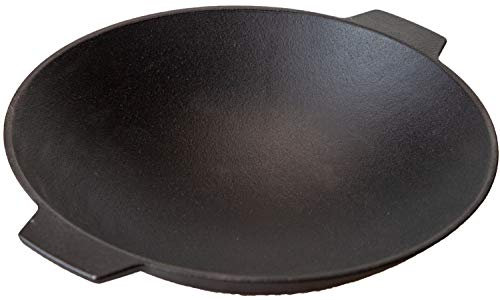 Grillfürst Wok Pfanne Gusseisen Ø 30 cm mit zwei Griffen - Grillwok - Gusspfanne mit flachem Boden - für Induktion & Grill geeignet