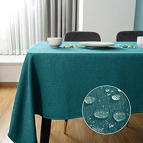 SEASHORE TREE Tischdecke Leinen Leinenoptik Tischdecke Abwaschbar Tischtuch Leinen Tischläufer Tischwäsche Eckig Wasserdicht Tischdecke Dunkelgrün 140 x 240 cm