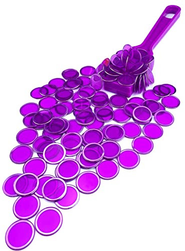 Dacefloy Magnetische Stäbe und Bingo Chips Set Magnetstab 100 Metall Ringed Discs Wissenschaft STEM Kit Lernzubehör Familie Spiel Nacht Lotto Token (Lila)