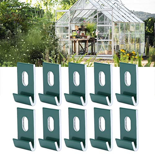 Base Clips Hook Fixings Attaches, 1.3x0.8 Inch Aluminum Greenhouse Fixing Clips for Most Greenhouses (Green*10Pcs)