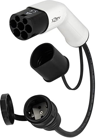 xZEV Adattatore Mennekes a Schuko (tipo 2 a spina europea) - Cavo adattatore veicolo elettrico per ricarica auto, moto e monopattino - Monofase 16A (3,6 kW) - IP46 - TUV - CE - IEC 62196-2