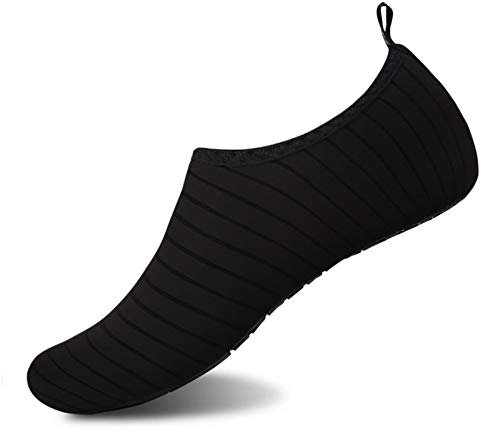 Teemie Badeschuhe Herren Damen Wasserschuhe Unisex Schwimmschuhe Strandschuhe Schnell Trocknend Aquaschuhe Breathable Surfschuhe für Pool Beach Schwarz 36/37