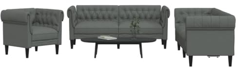 ShGaxin Sofaset 3-delat mörkgrått tyg, vardagsrumssoffor, relaxsoffa - 3209192