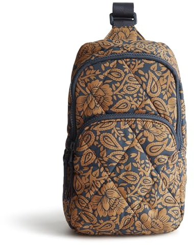Vera Bradley Featherweight Lorman Sling Backpack, Lotus Montage Roasted Pecan