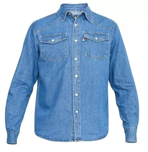 U.S Trading D555 Mens Fashion Western Button Up Denim Shirt (UK, Alpha, 3XL, Regular, Regular, Stonewash)