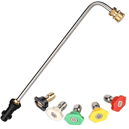 Hochdruckreiniger Verlängerungsstab Lanze Für K2 K3 K4 K5 K6 K7, 90°Abgewinkelte Sprühlanze Schnellanschluss Mit 5 Sprühdüsen Hochdruckreiniger Dachrinnenreiniger Aufsatz Dachrinnenreinigungswerkzeuge
