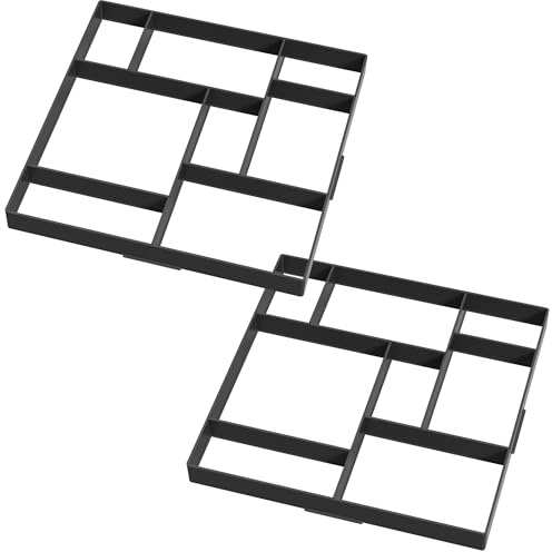FIVMEN 2 moldes para pavimento, molde para pavimento, 8 cámaras, DIY jardín, hormigón, encofrado, adoquines, pintura de plástico, placas de acera, cuadrado 01
