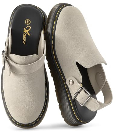 Athlefit Women's Clogs Shoes with Back Strap Comfortable Latex Footbed Slip-On Adjustable Slingback Mules Zapatos para Mujer Apricot