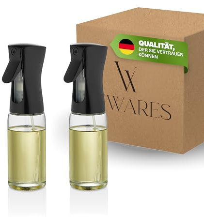 Viwares Ölsprüher Glas 230ml – Öl Sprühflasche BPA-frei für Küche, Grill & Airfryer – Feinsprüher für Olivenöl, Essig, Sojasauce – Ölzerstäuber Sprühflasche wiederverwendbar