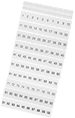 sourcing map 20 Pcs Terminal Marker Strip, ZB6 Terminal Blocks Marking Labels, Nylon PA6 DIN Rail Label Tags Bar for UK2.5B UK5N Number Strips(1-100)