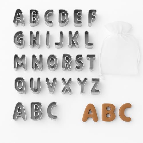 Mini Alphabet Cookie Cutters Set of 26 β 1 Stainless Steel A-Z Letters for Cookies, Fondant, Pastry, Clay, Crafts by CookieCutter.com