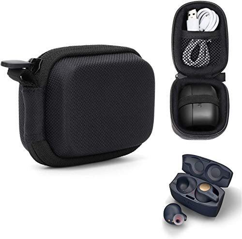 CaseSack Echter Wireless-Earbuds Fall für Jabra Elite 65T, Elite Aktive 65T, Elite Sport wahr Wireless-Earbuds, Netztasche für Kabel- und Elastic Sicheren Strap Schwarz