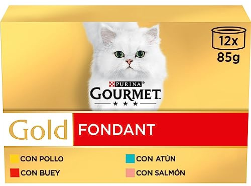 Purina Gourmet Gold Fondant, Comida Húmeda para Gato Pack Surtido, 12 latas de 85 g