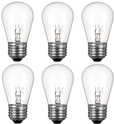 Bombillas de repuesto S14 para cadena de luces, base estándar mediana E26 de 11 W, bombillas de vidrio transparente S14, bombillas Edison para patio al aire libre, jardín, tira de luces vintage