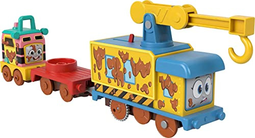 Fisher-Price Thomas & Friends Fix ‘em Up Friends motorized vehicle set with toy train engine and crane for kids ages 3 years and up, HHN43