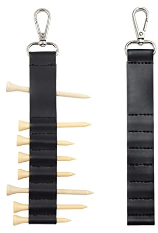 CHAODI Golf Tees Halter Tasche - Professioneller PU Leder Golf Tees Organizer, 7 Tee Löcher Tragbarer Tee Carrier Schlüsselanhänger, Golf Zubehör Schwarz