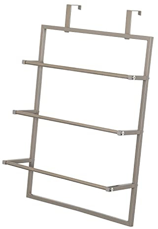 Honey-Can-Do Over-The-Door 3-Tier Towel Rack - Chrome Steel Bathroom & Closet Storage Organizer for Hanging Towels, Clothes, Robes