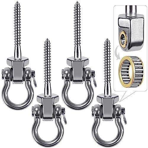 SELEWARE Robuste Schaukelaufhänger mit Kugellagern, Edelstahl-Schaukel-Hardware für Terrasse und Spielplatz, leise drehbare Haken – robuste Schaukel-Hardware, 680 kg Tragkraft, 4 Stück